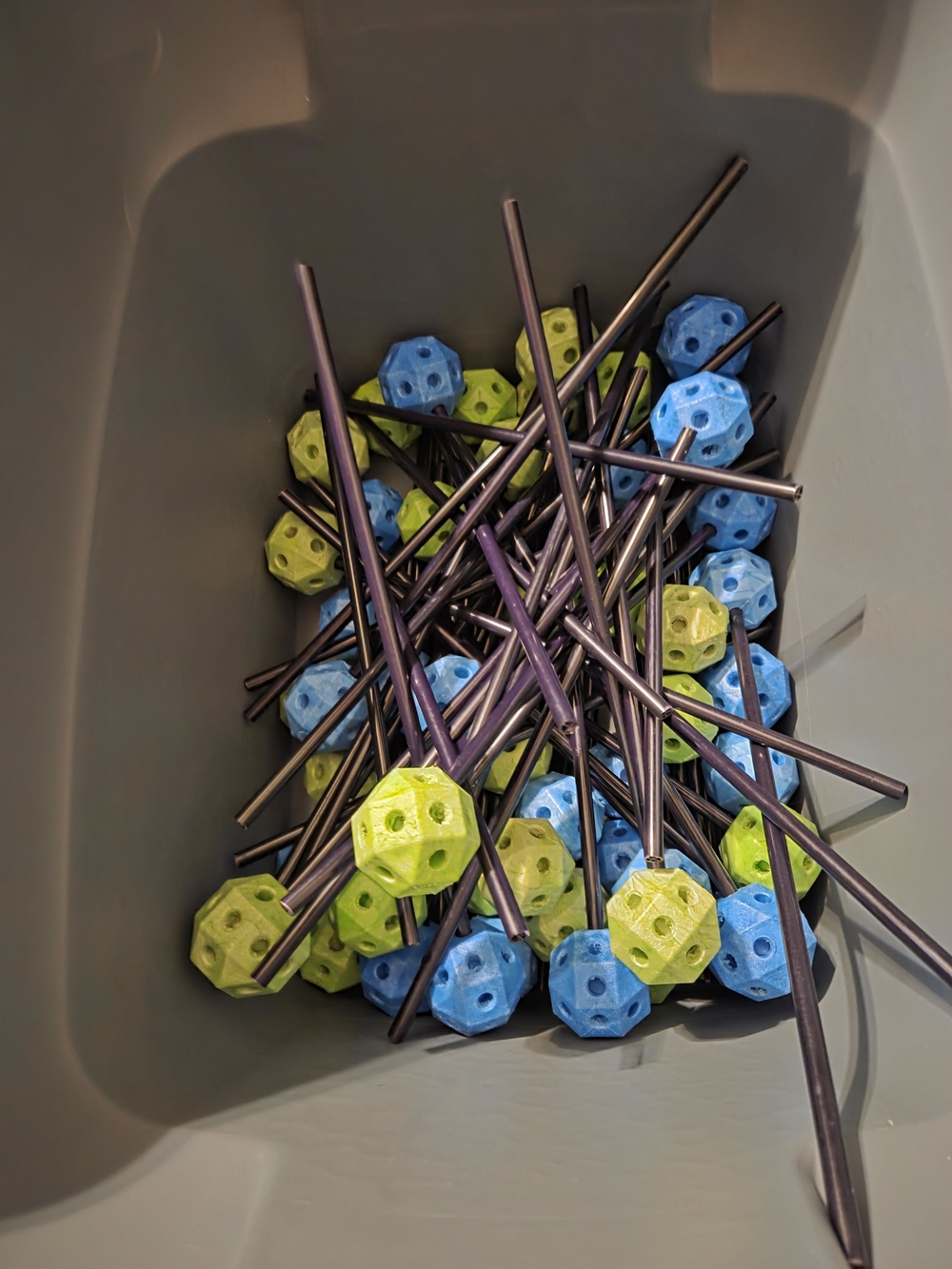 Kids Building Connector Sticks and Geodesic Balls - Blue & Lime
